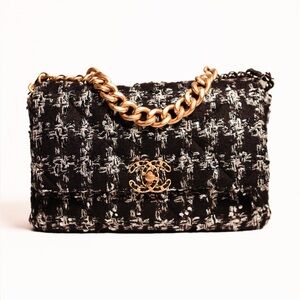 Chanel 19 Flap Tweed Hand Bag Two Tone